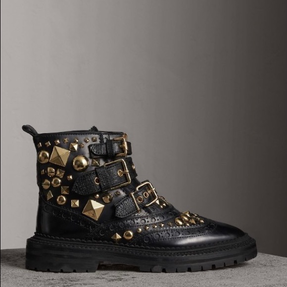 Studded leather brogue bootie NWT Burberry - Picture 2 of 5